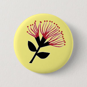 Pohutukawa Flower, New Zealand 6 Cm Round Badge