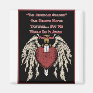 Poignant American Soldier Tattered Hearts Magnet