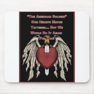 Poignant American Soldier Tattered Hearts Mouse Pad