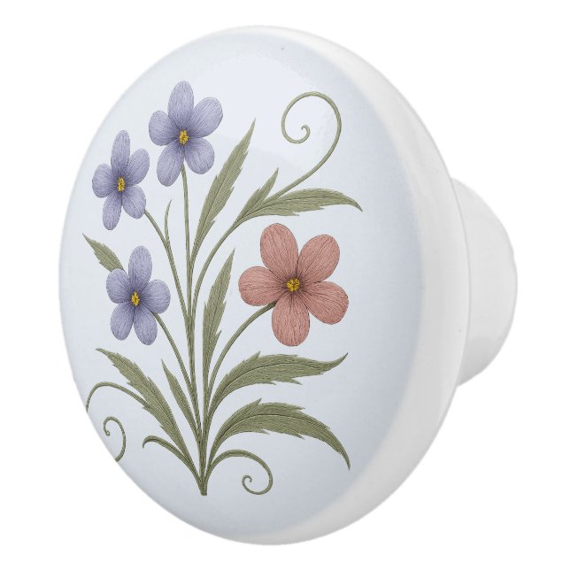 Poignée en Céramique lilas des champs Ceramic Knob (Right)