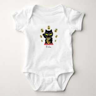 Poilue, the fortunate black cat baby bodysuit