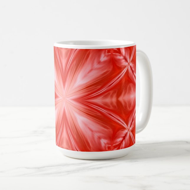 Poinciana Red Milky White Cloudy Abstract Design Coffee Mug (Front Right)
