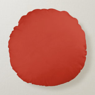 Poinciana Red Orange, Solid Colour Dark Scarlet Round Cushion