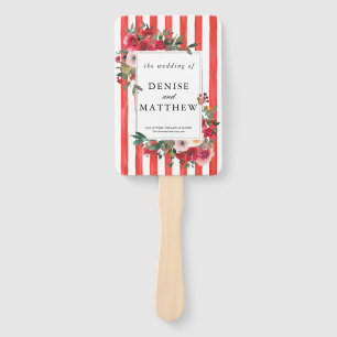 Poinciana Red Wedding Invitation Hand Fan