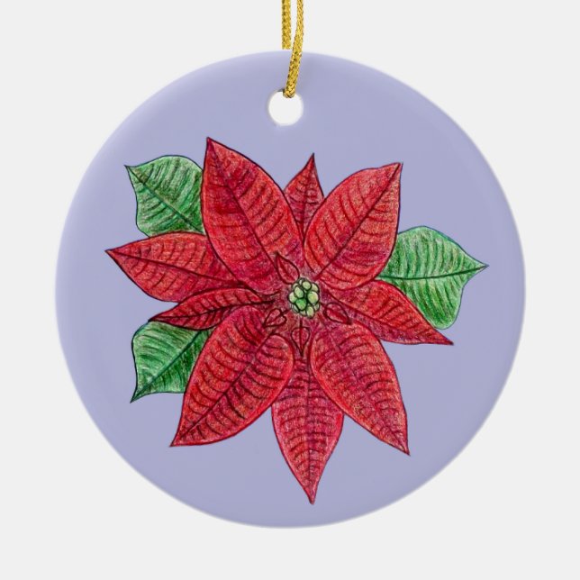 Poinsetta Ornament - Lavender Background (Front)