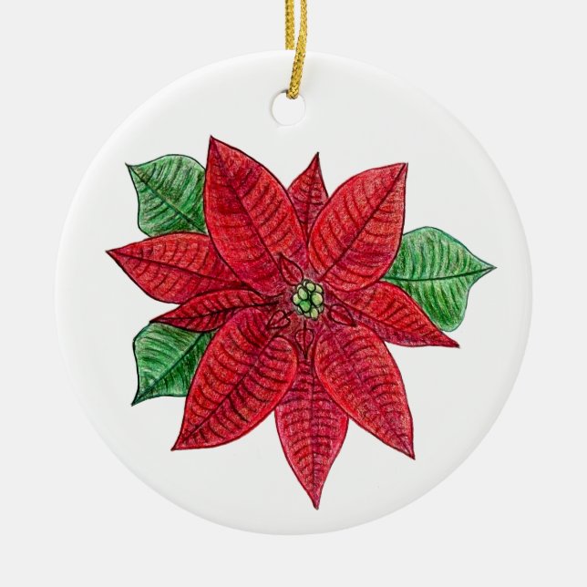 Poinsetta Ornament - White Background (Front)