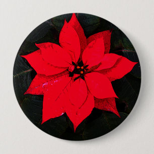 Poinsettia 6078 10 cm round badge