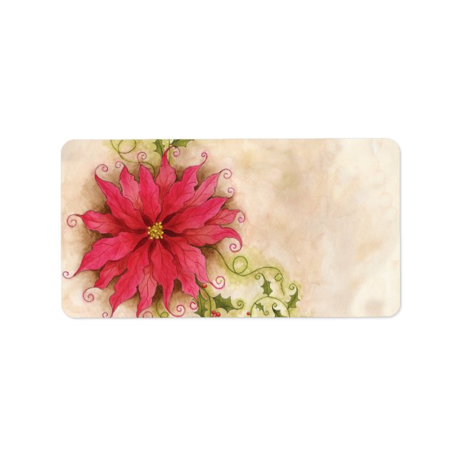 Poinsettia and Holly Address Label (Front)