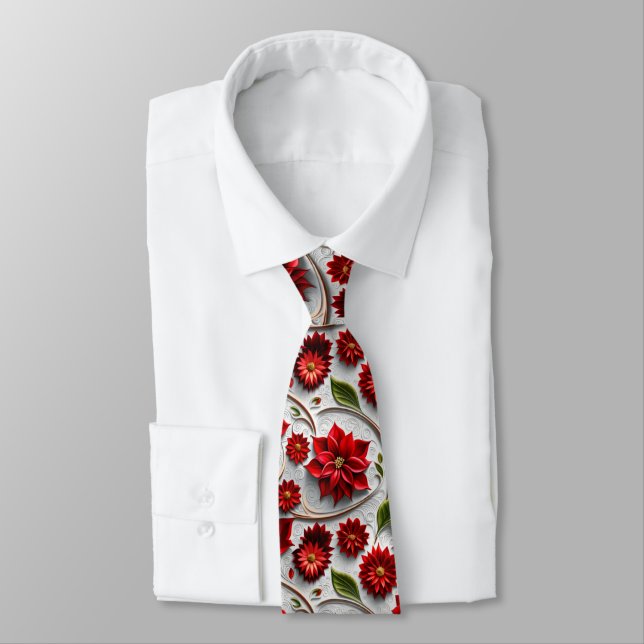 Poinsettia and Leaves Tie (Tied)