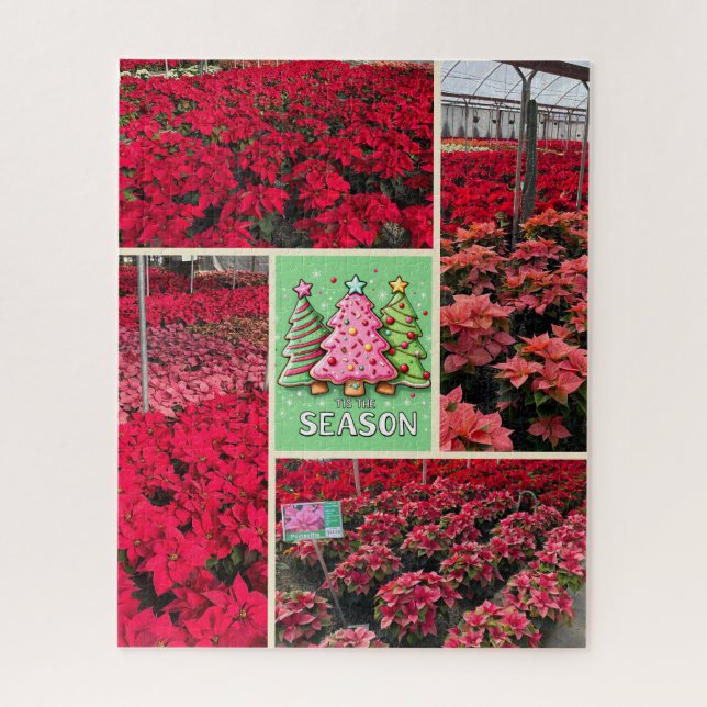 Poinsettia and Photo Template Christmas Holiday Jigsaw Puzzle (Vertical)