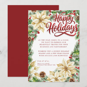 Poinsettia and Pine Corporate Holiday Card