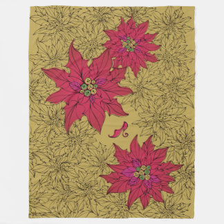 Poinsettia and red shoes. Mustard color Fleece Blanket