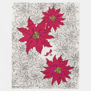 Poinsettia and red shoes. off-white fleece blanket