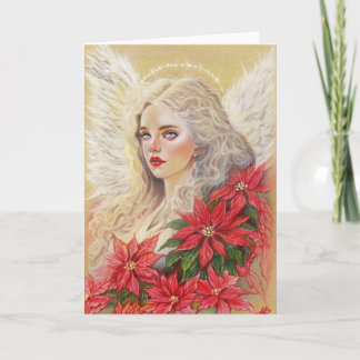 Poinsettia Angel Card
