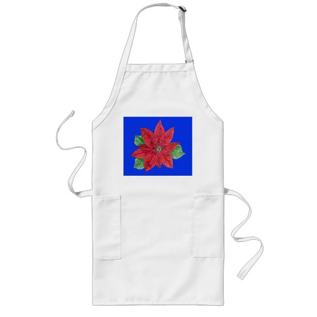 Poinsettia Apron - Blue (Front)