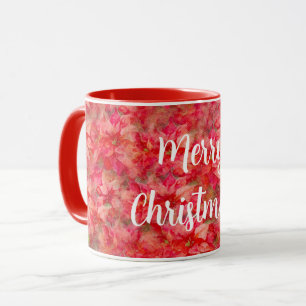 Poinsettia Art Red Flowers Christmas Mug Cup
