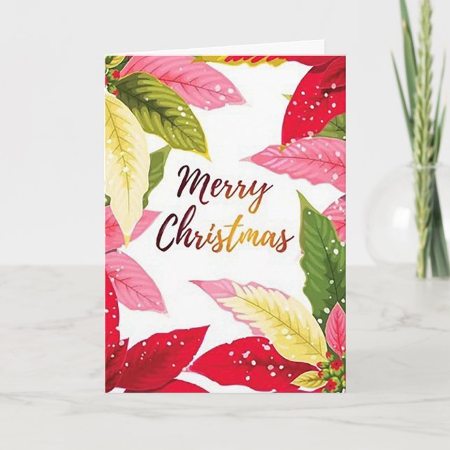 Poinsettia Assortment” Christmas Greeting Card (Front)