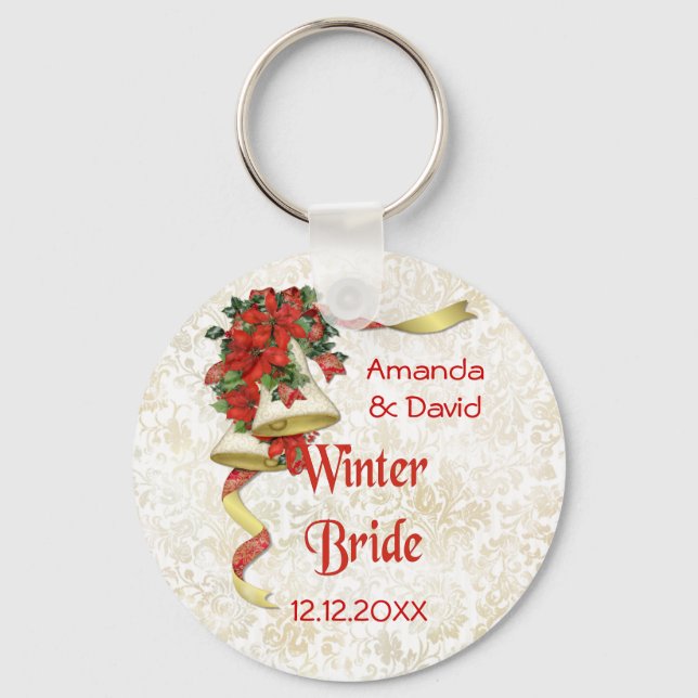 Poinsettia Bells Key Ring (Front)