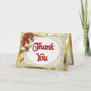 Poinsettia Bells Wedding Holiday Card