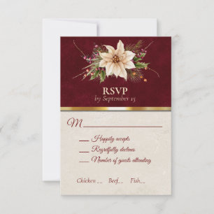 Poinsettia & Berries Holiday Wedding RSVP Card