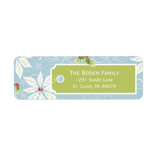 Poinsettia | Blue Holiday Address Labels