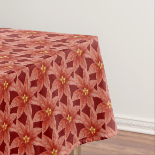 Poinsettia Botanical Christmas Flowers Pattern Tablecloth