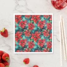 Poinsettia Botanical Pattern Christmas Party