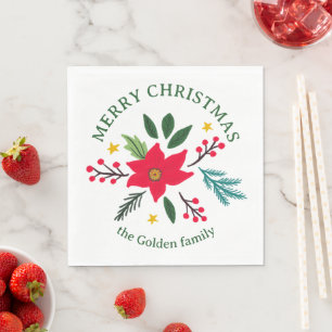 Poinsettia Botanicals Foliage Holiday CUSTOM Napkin