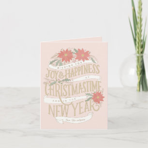 Poinsettia boughs and banners holiday card