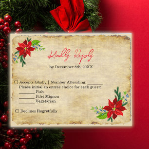Poinsettia Bouquet, Vintage RSV Invitation Postcard