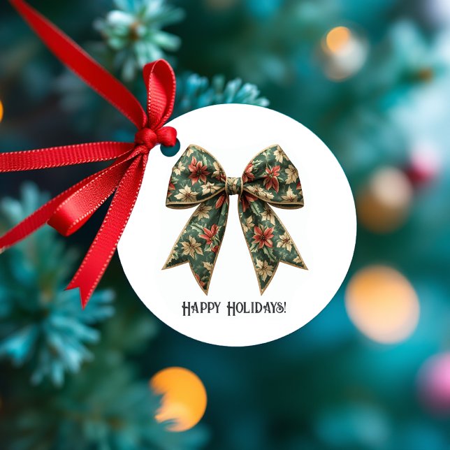 Poinsettia Bow Christmas Holiday Favour Tags (Poinsettia Bow Christmas Holiday Favor Tags)