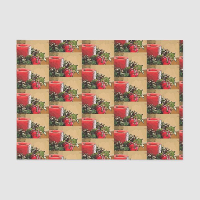 Poinsettia Candle Tissue Paper (Front)