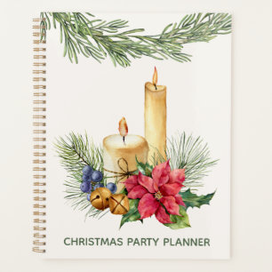 Poinsettia, candles, pine, bells Christmas Party Planner
