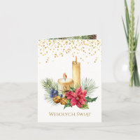 Poinsettia, candles, pine, bells Polish Christmas
