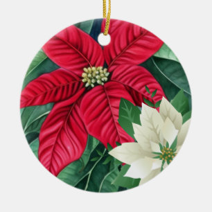 Poinsettia Ceramic Ornament