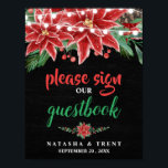 Poinsettia Chalkboard Christmas Guestbook Wedding<br><div class="desc">Poinsettia Chalkboard Christmas Guestbook Wedding</div>
