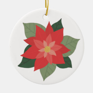 Poinsettia Christamas Flower Ceramic Ornament