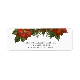Poinsettia Christmas Address Labels