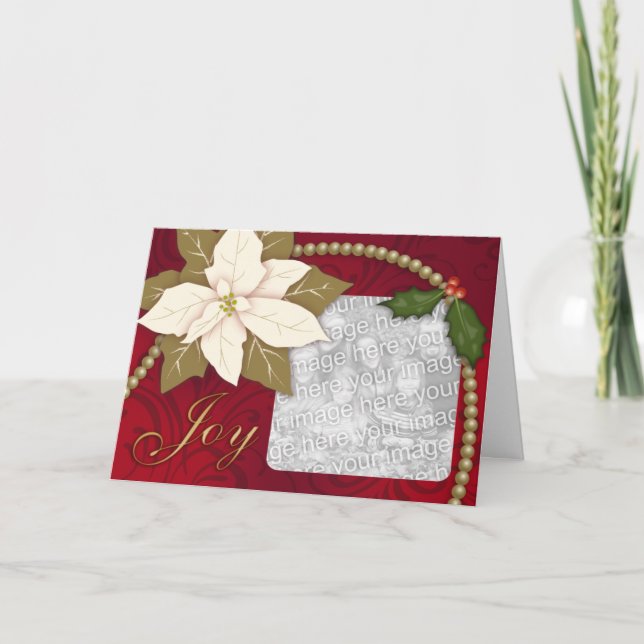 Poinsettia Christmas Card Template (Front)