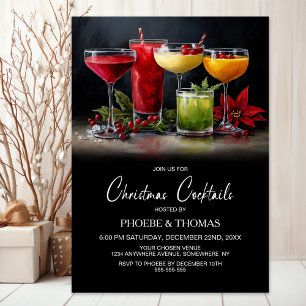 Poinsettia Christmas Cocktail Party Invitation