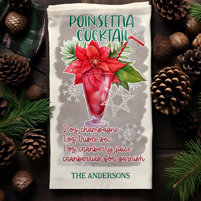 Poinsettia Christmas Cocktail Recipe Tea Towel (Creator Uploaded)