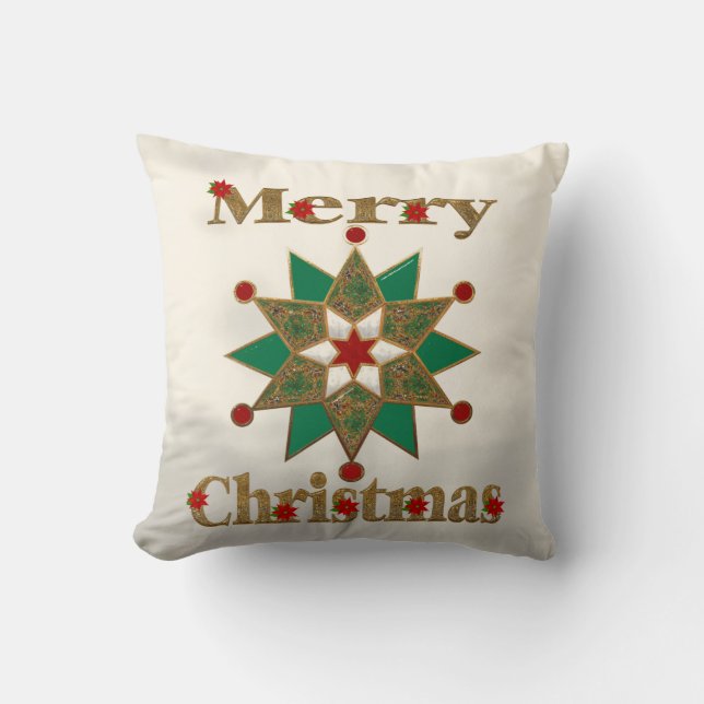 Poinsettia Christmas Cushion (Front)