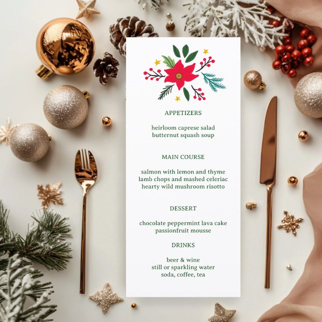 Poinsettia Christmas CUSTOM Holiday Dinner Party Menu (Poinsettia Christmas CUSTOM Holiday Dinner Party Menu
)