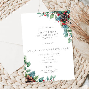Poinsettia Christmas Engagement Party Invitation