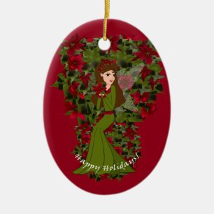 Poinsettia Christmas Faery Ornament