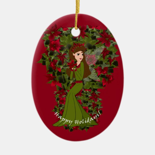 Poinsettia Christmas Faery Ornament (Front)