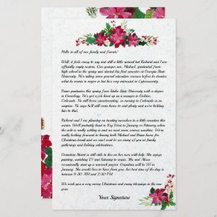 Poinsettia Christmas Family Newsletter Your Text Stationery
