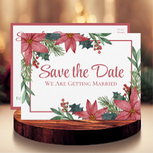 Poinsettia Christmas Floral Wedding Save The Date  Postcard
