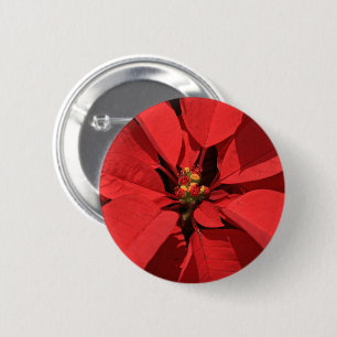 Poinsettia Christmas Flower Add Your Text 6 Cm Round Badge