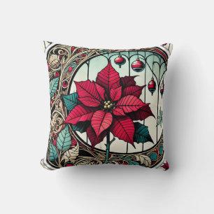 Poinsettia Christmas Flower                        Cushion